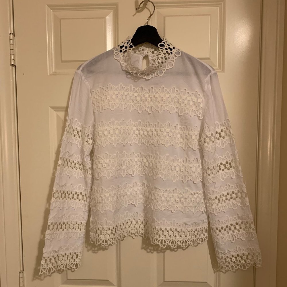 Anthropologie Haryln Lita Lace Blouse White Small - Picture 8 of 8